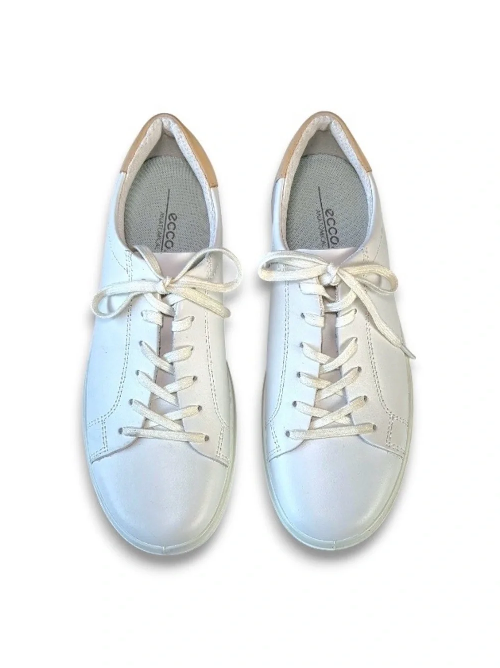Ecco White Leather Classic Tie Low Top Women’s Sneakers Size 38